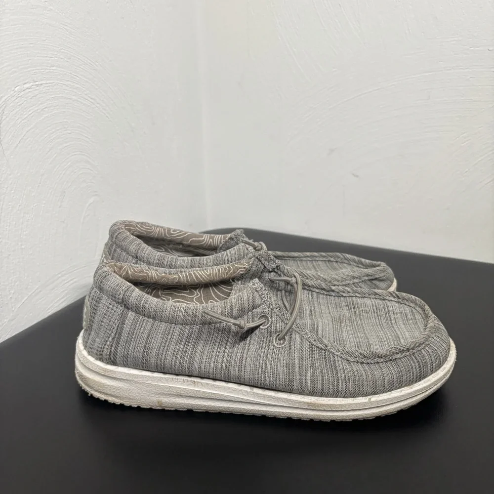 Hey Dude WALLY YOUTH Stone Linen Slip‎ On Casual Shoes Y3 Womens 4 Lightweight